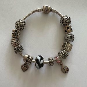 Pandora Moments Snake Chain Bracelet ( ALL CHAMRS INCLUDED)